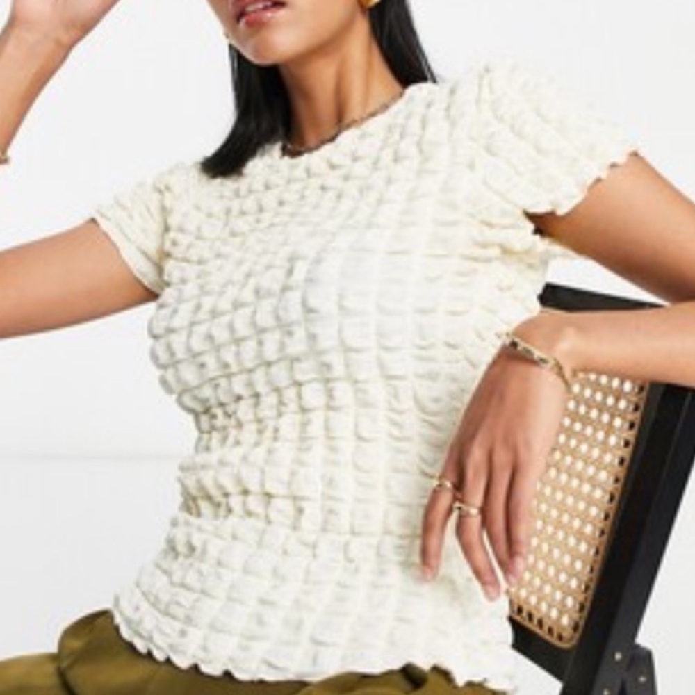 Topshop asos cream bubble texture shirt